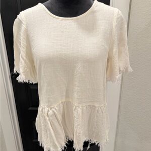 Annabelle Ivory Textured Peplum Blouse